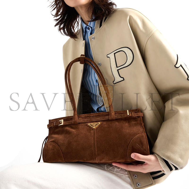 PRADA BONNIE MEDIUM SUEDE HANDBAG 1BA426 (32*15.5*12cm)